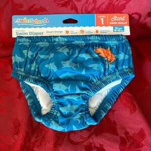 Reusable blue quick drying shark swim pool diaper